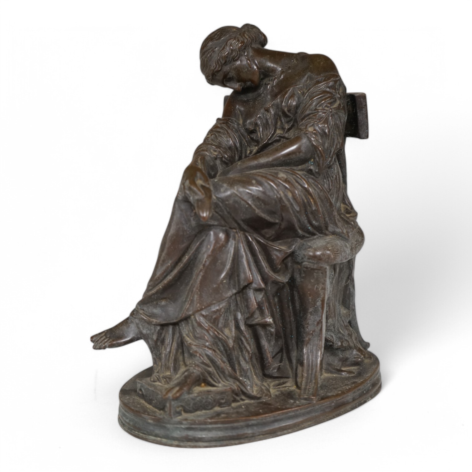 After Pierre Jules Cavelier (French 1814 -1894), bronze of a classical maiden, Ferdinand Barbedienne foundry mark, 25cm high. Condition - good